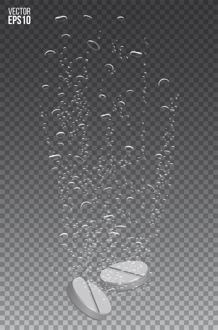 水中有气泡的起泡药片