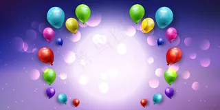 带灯饰的气球横幅banner