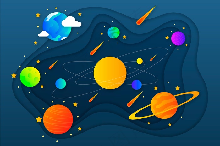 纸式行星星系背景eps,ai矢量模版下载
