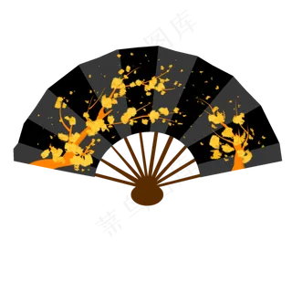 中国古风黑色腊梅折扇
