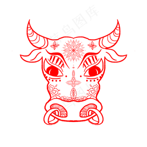 牛年新年线描图标