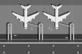 带有两个平面的机场航站楼图片、俯视图、样式图