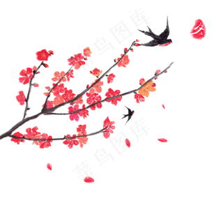 卡通手绘水墨风梅花