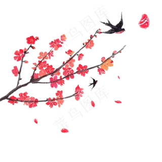 卡通手绘水墨风梅花