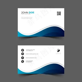 蓝色波浪形名片设计
