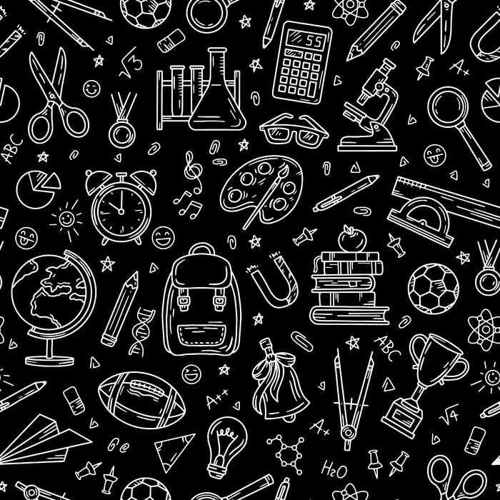 黑色背景文具载体上的学校和教育无缝模式