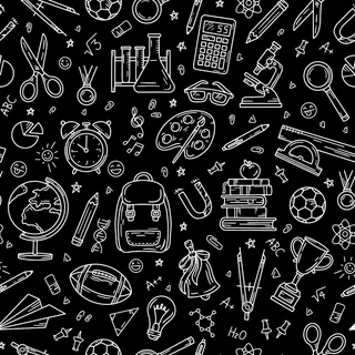 黑色背景文具载体上的学校和教育无缝模式