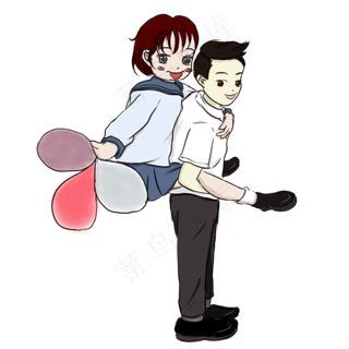 七夕卡通手绘情侣