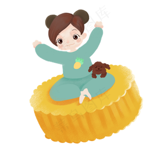 卡通手绘月饼飞船可商用元素