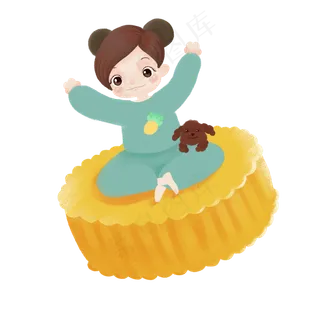 卡通手绘月饼飞船可商用元素