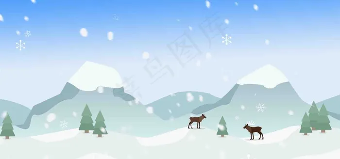 手绘冬季雪地平面广告(1920*900px 	       )psd模版下载