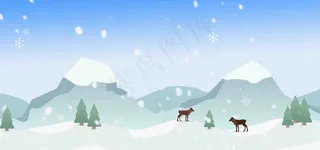 手绘冬季雪地平面广告