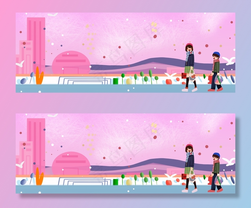 2019年年货扫货街购物背景