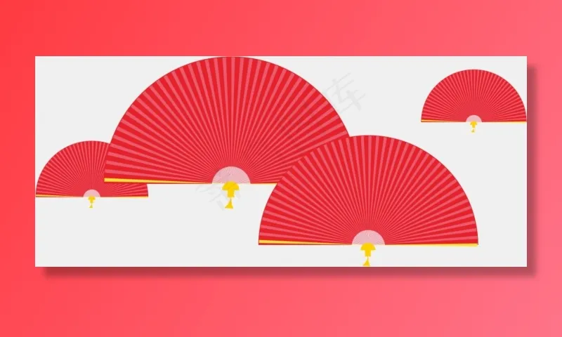 2019元旦春节大红扇子(900*386px 300 dpi )ai矢量模版下载
