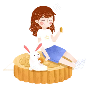 嫦娥中秋月饼png素材