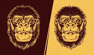 愤怒的大猩猩戴眼镜的插图