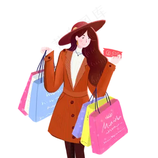 双十一购物的女孩