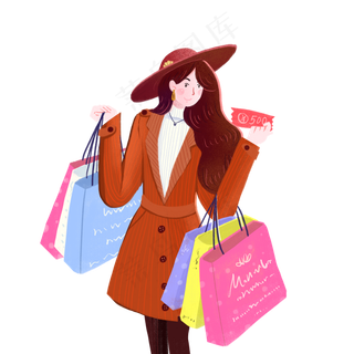 双十一购物的女孩