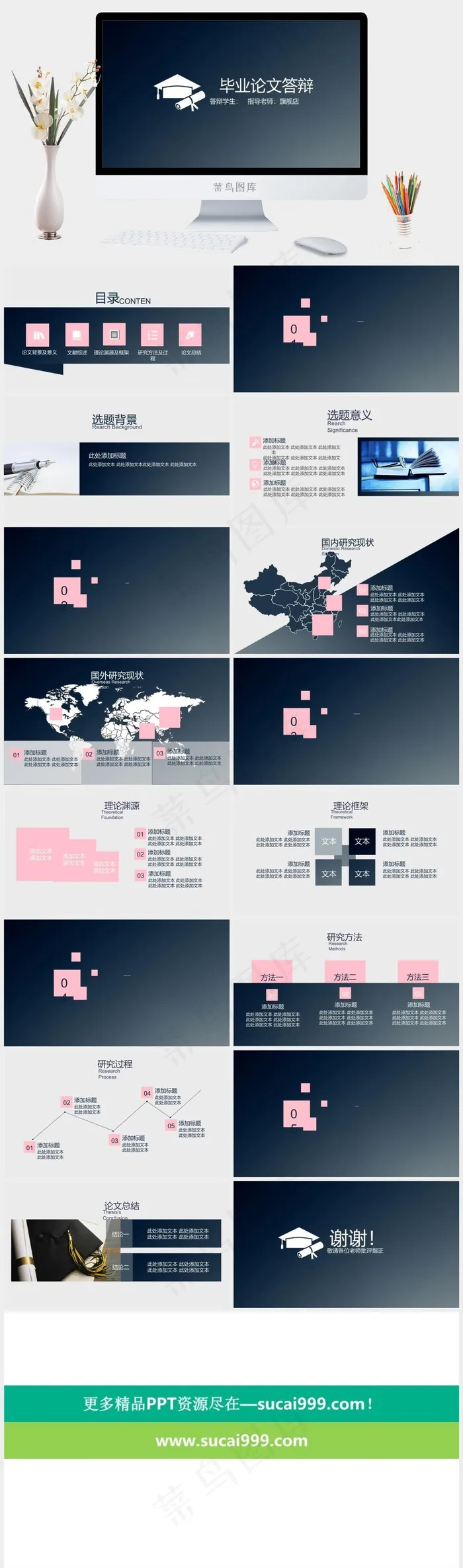 总结
简洁PPT模板