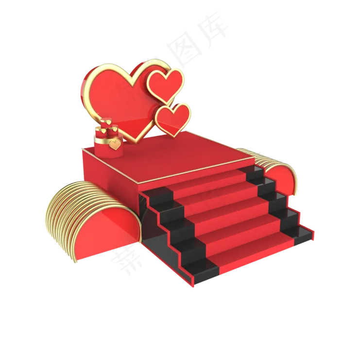 立体红色展台免抠素材(2500X2500(DPI:299))psd模版下载