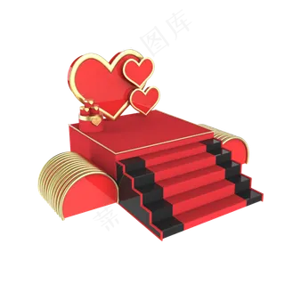 立体红色展台免抠素材