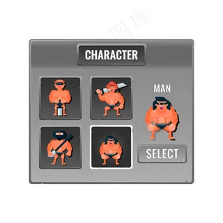 游戏界面人物选择石弹出