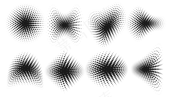 抽象grunge半色调扭曲形状背景