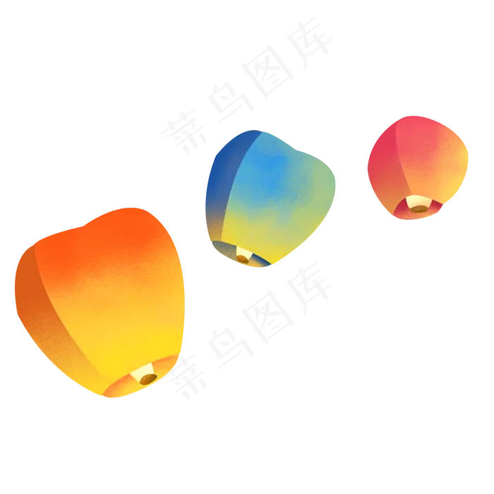 彩色美丽孔明灯装饰元素(2000X2000(DPI:300))psd模版下载