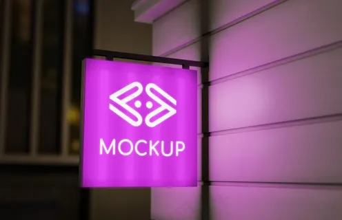 粉红色霓虹灯夜间商业标志