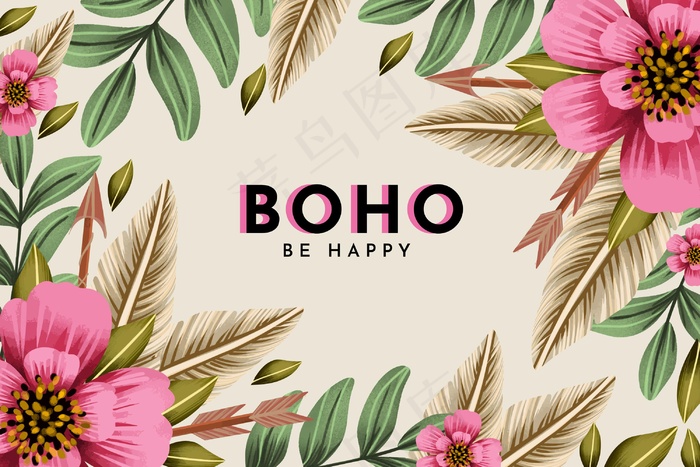 水彩波西米亚风背景设计