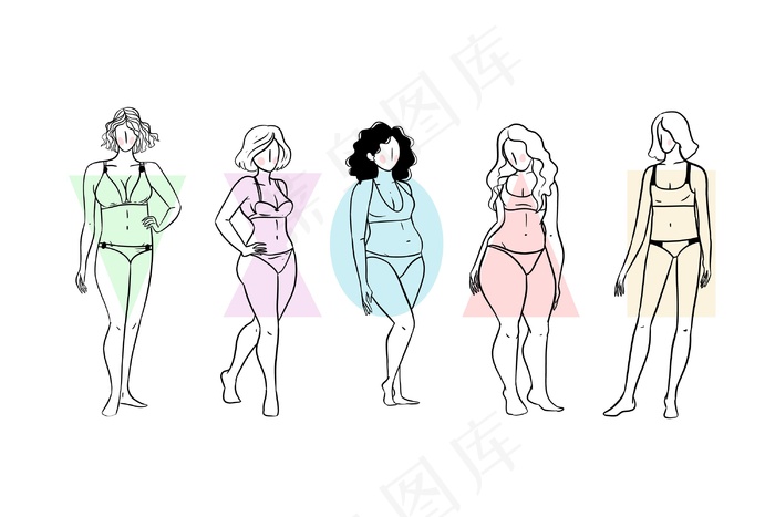 手绘女性体型eps,ai矢量模版下载