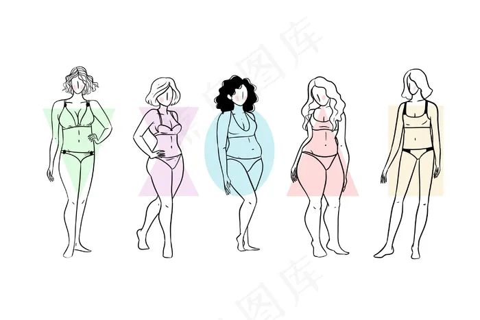 手绘女性体型eps,ai矢量模版下载