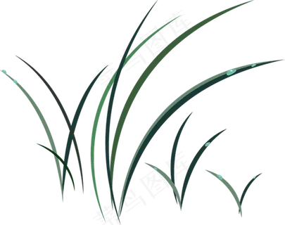 白露节气带露水的植物古风手绘矢