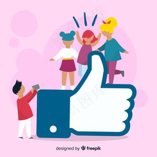 手绘年轻人喜欢社交媒体的概念背景