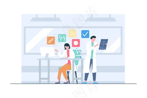 医生团队的医学研究场景图