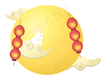 中秋节节日中秋佳节云兔子月亮