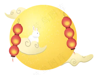 中秋节节日中秋佳节云兔子月亮