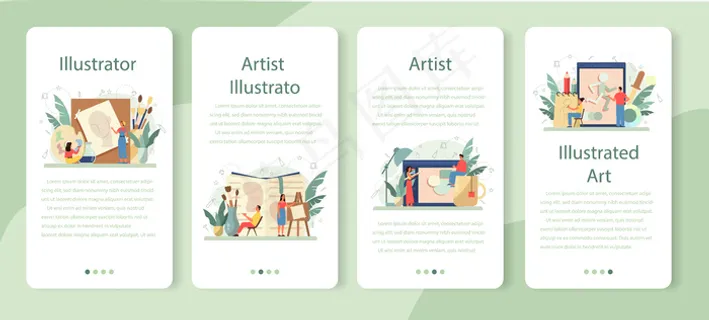 图形插画设计师，illustrator手机app移动应用横幅banner集。