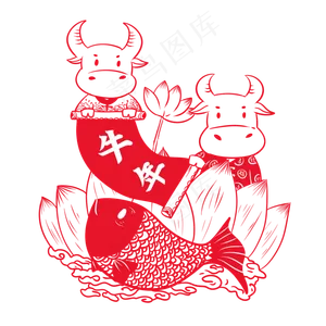 2021年春节红色喜庆牛年剪纸