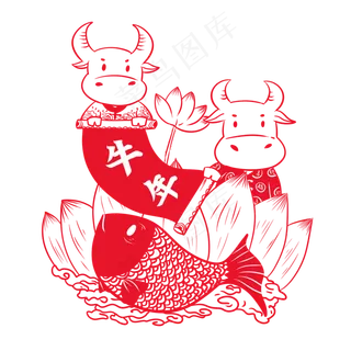 2021年春节红色喜庆牛年剪纸