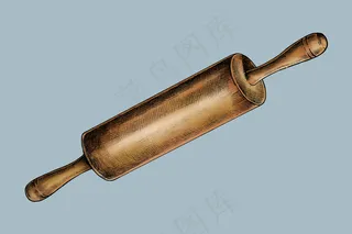 手绘木制擀面杖矢量