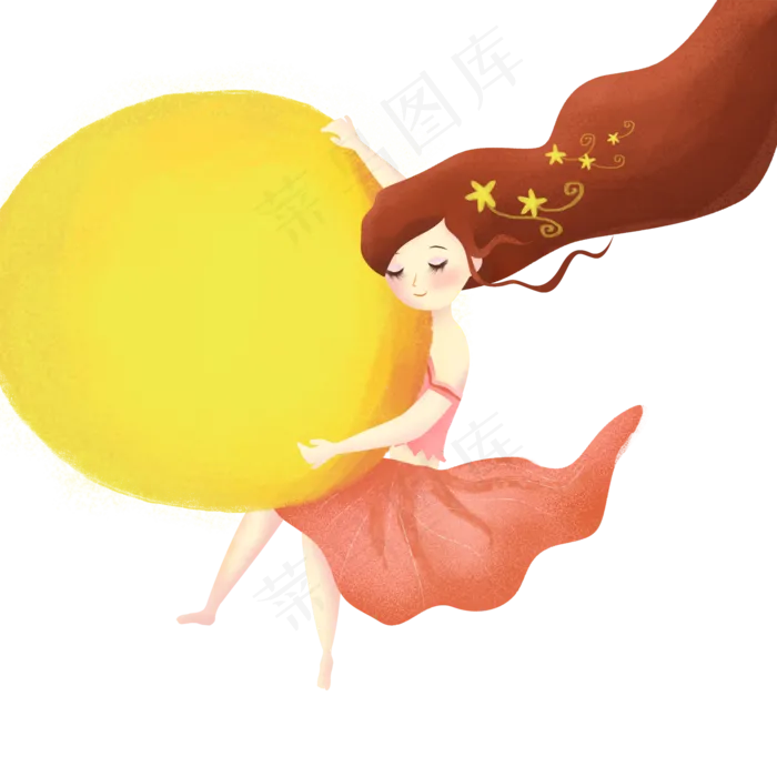  抱着月亮的美女 (2000X2000(DPI:300))psd模版下载