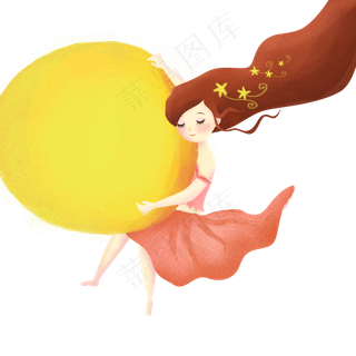  抱着月亮的美女 