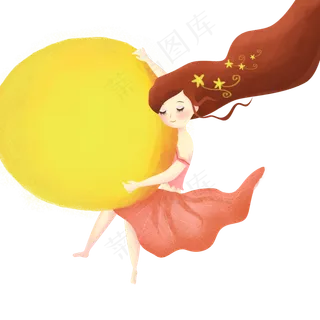  抱着月亮的美女 