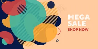 销售商店现在抽象横幅banner与透明形状