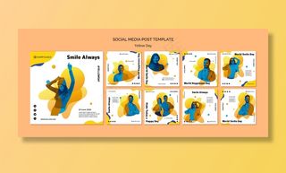 黄色快乐日社交媒体帖子模板