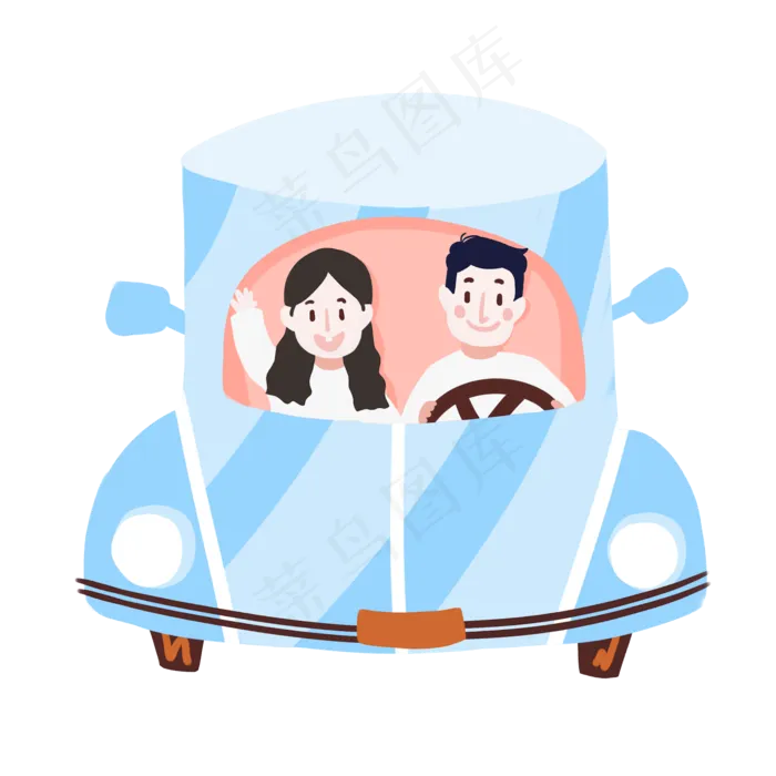 情人节手绘卡通汽车旅行(2000X2000(DPI:300))psd模版下载