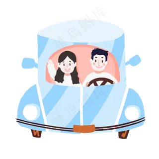 情人节手绘卡通汽车旅行