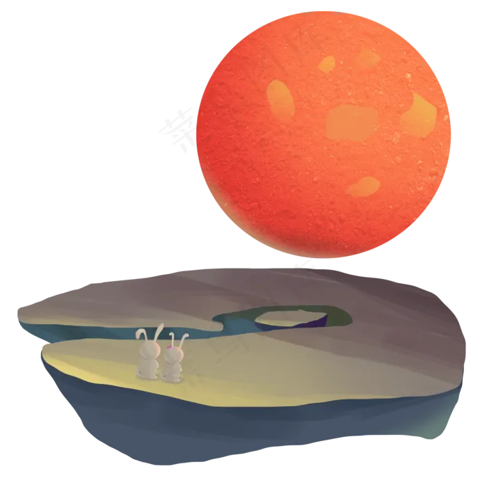 中秋节可爱兔兔赏月(2000X2000(DPI:72))psd模版下载
