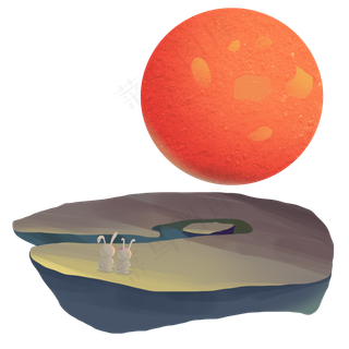 中秋节可爱兔兔赏月